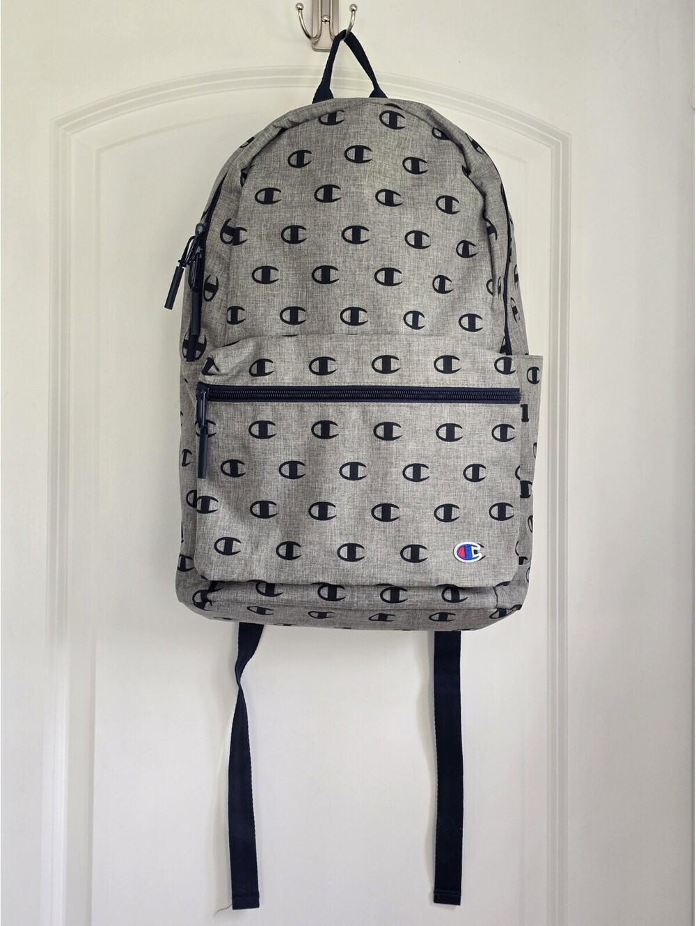 Champion Backpack Gray and Navy Blue W/ Champion Logo